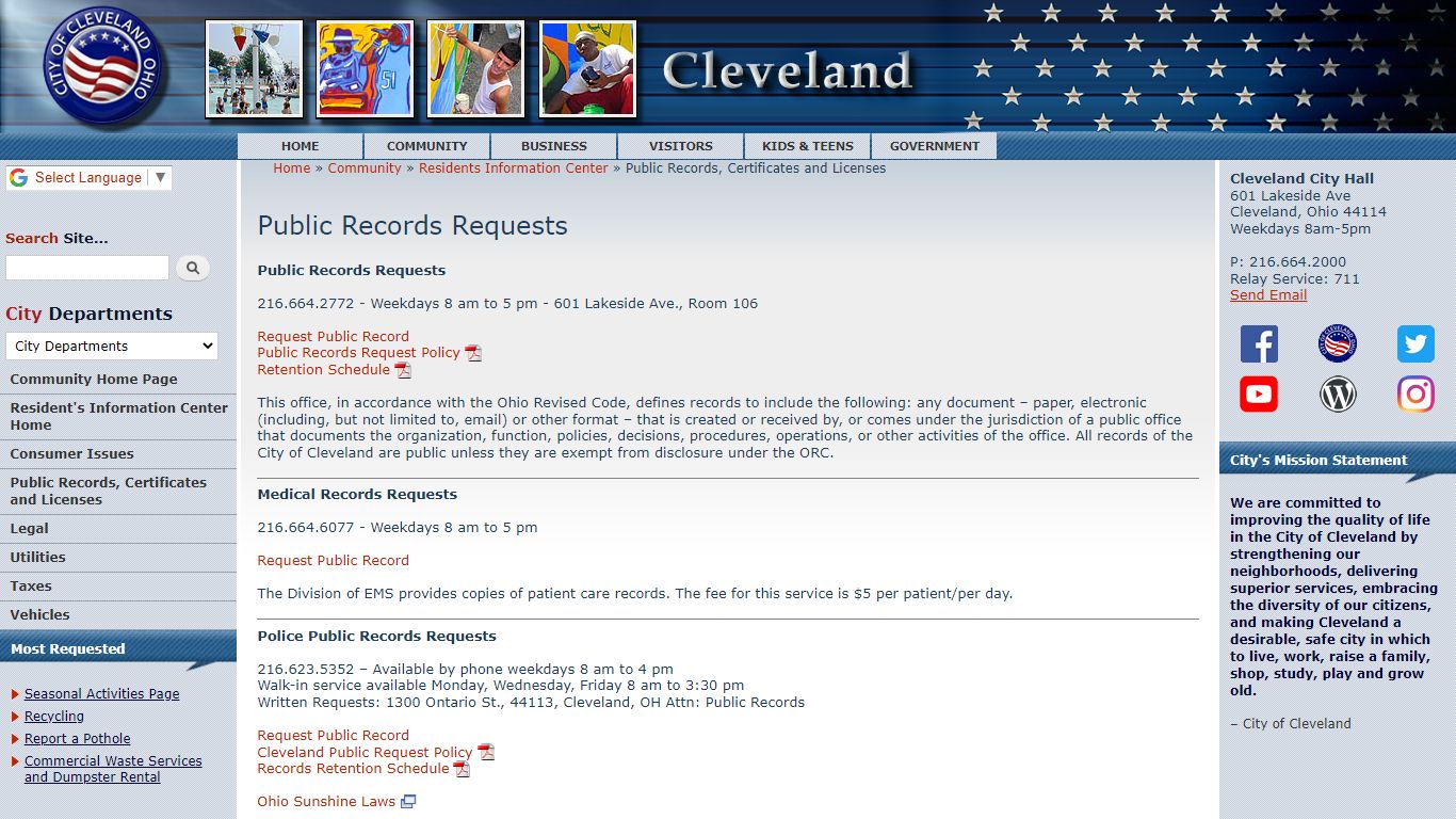 Public Records Requests | City of Cleveland