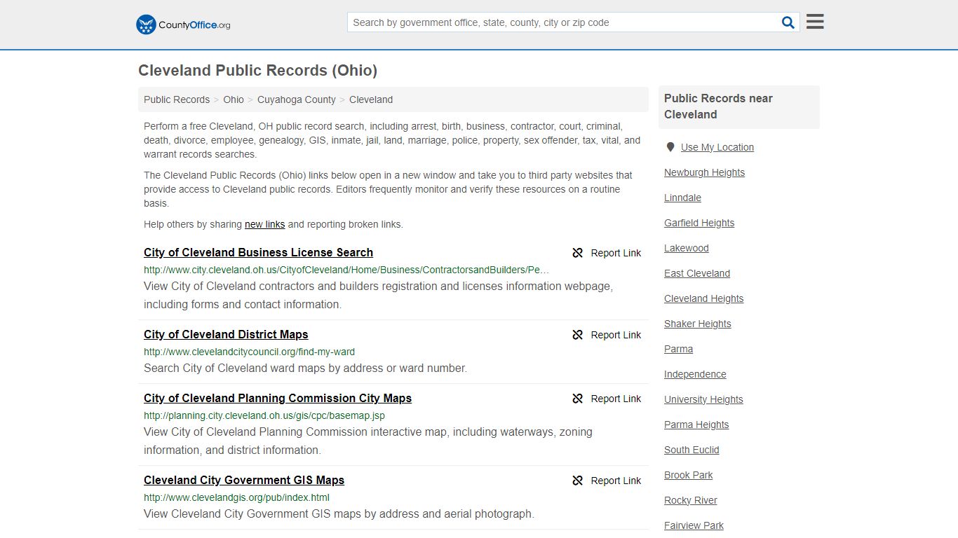 Public Records - Cleveland, OH (Business, Criminal, GIS, Property ...